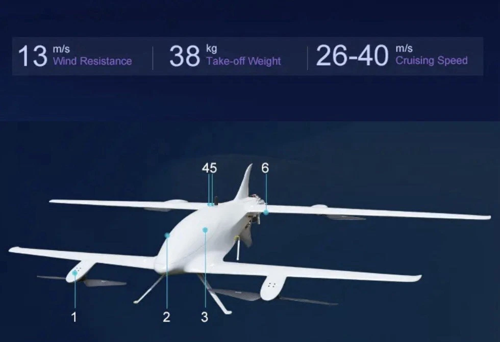 VTOL Fixed Wing UAV Long Range Distance 8Kg Cargo Delivery Drone 10H Flight Time - Image 6